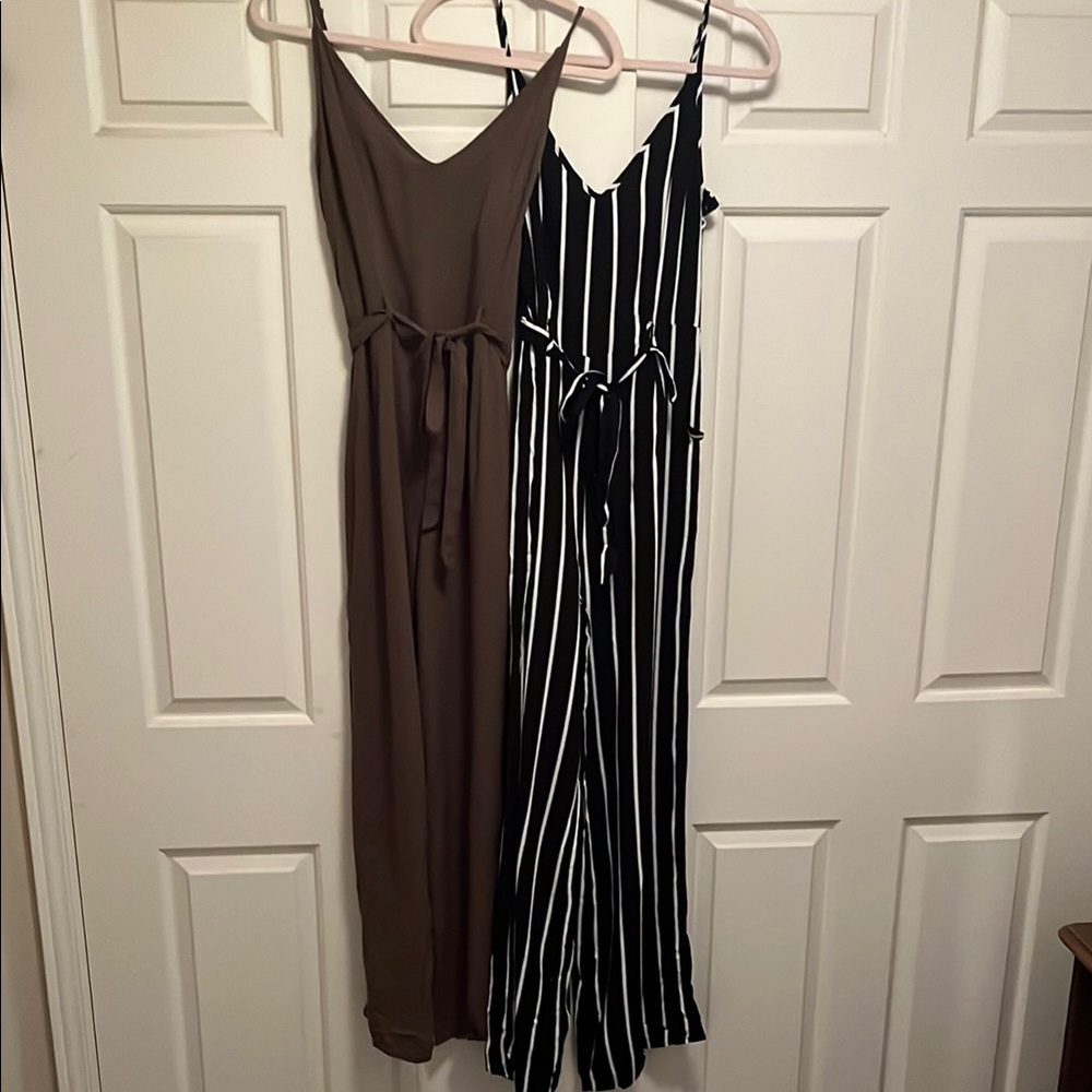 Forever 21 Tie Waist Wide Leg Jumpsuits